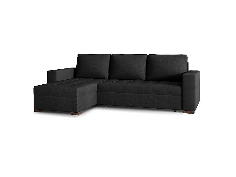 Canapé d'angle convertible et réversible tissu noir Zelly 237cm