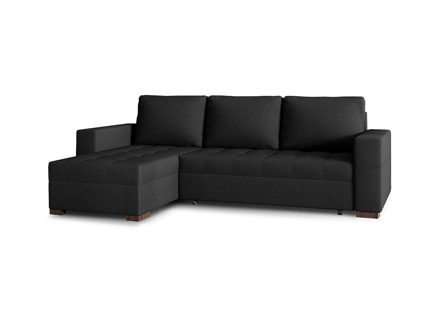 Canapé d'angle convertible et réversible tissu noir Zelly 237cm