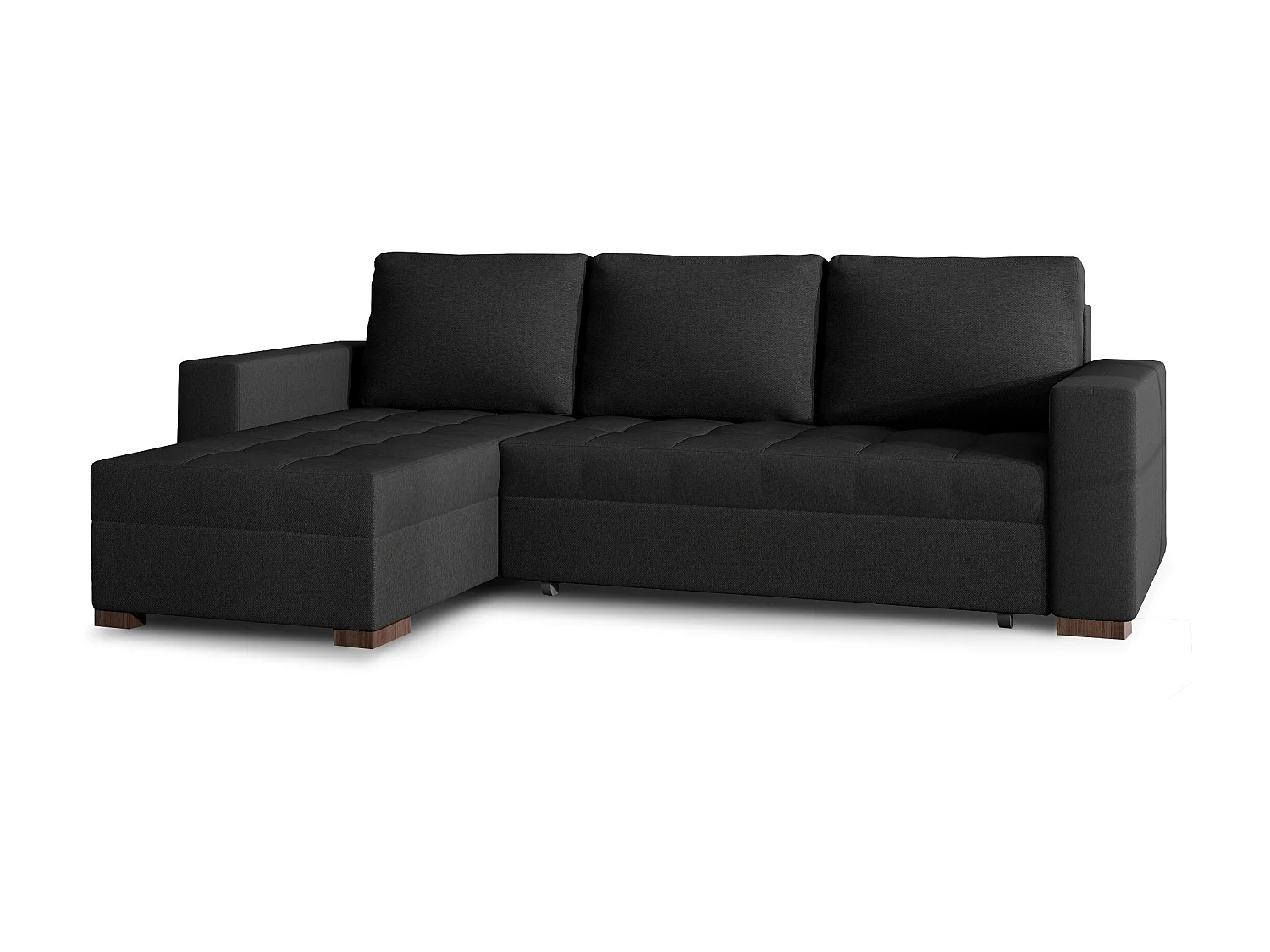 Canapé d'angle convertible et réversible tissu noir Zelly 237cm