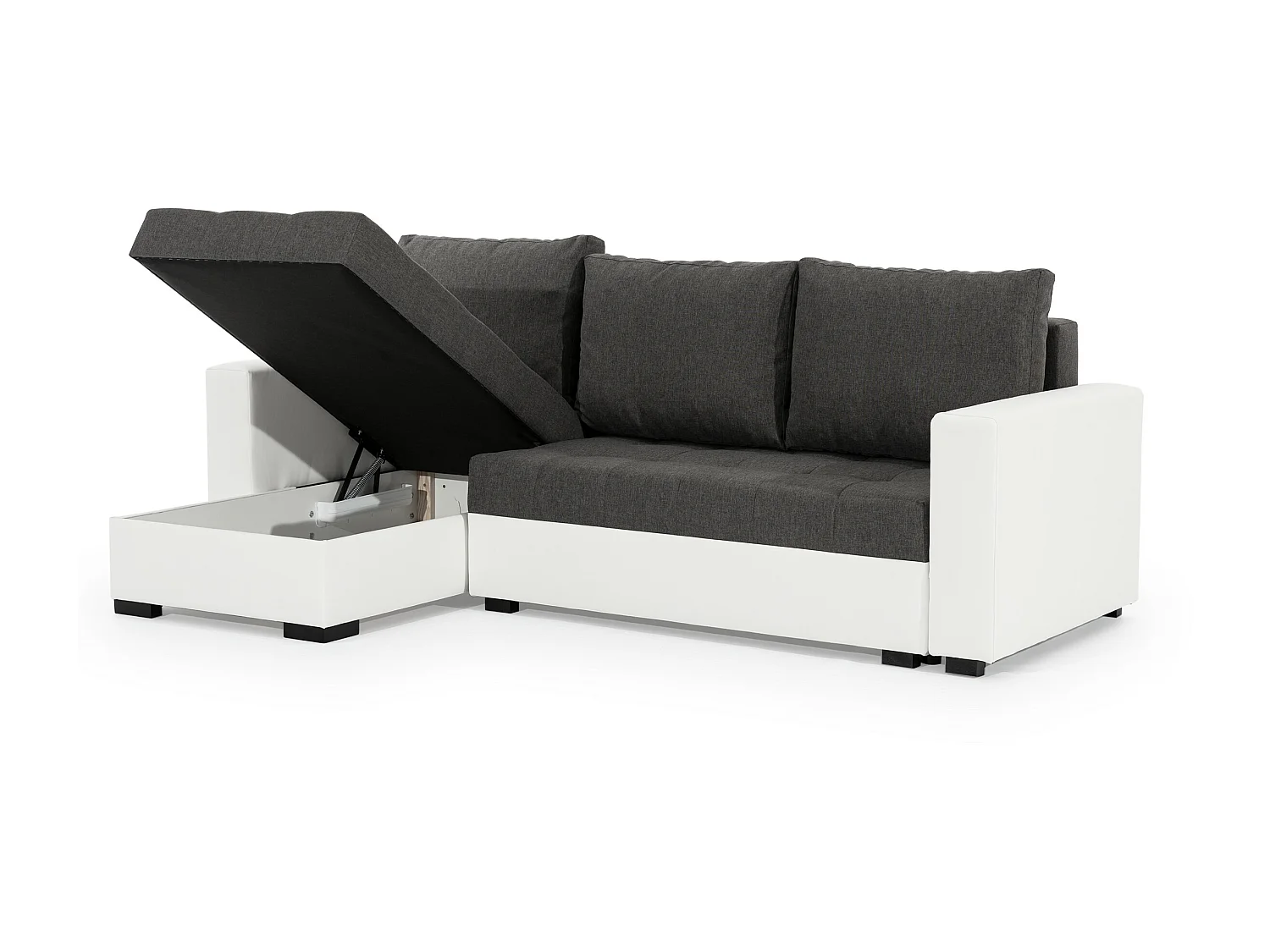 Canapé d'angle convertible et réversible tissu noir Zelly 237cm