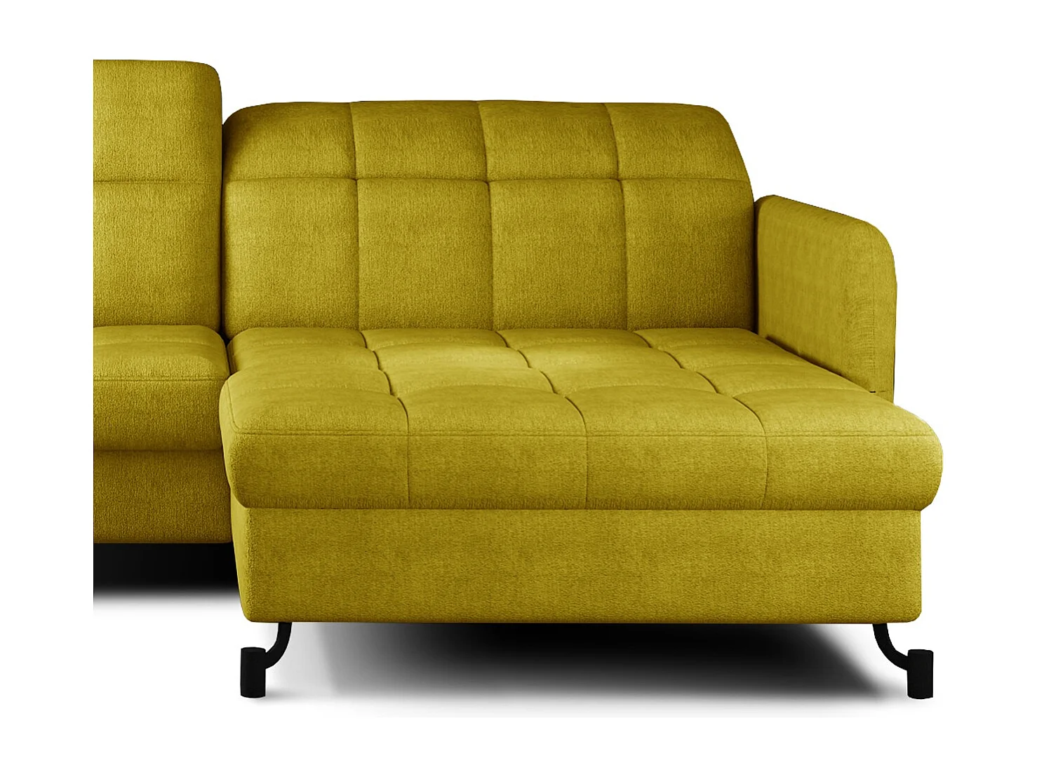 Canapé convertible angle droit avec têtières réglables tissu matelassé jaune Lory 225cm