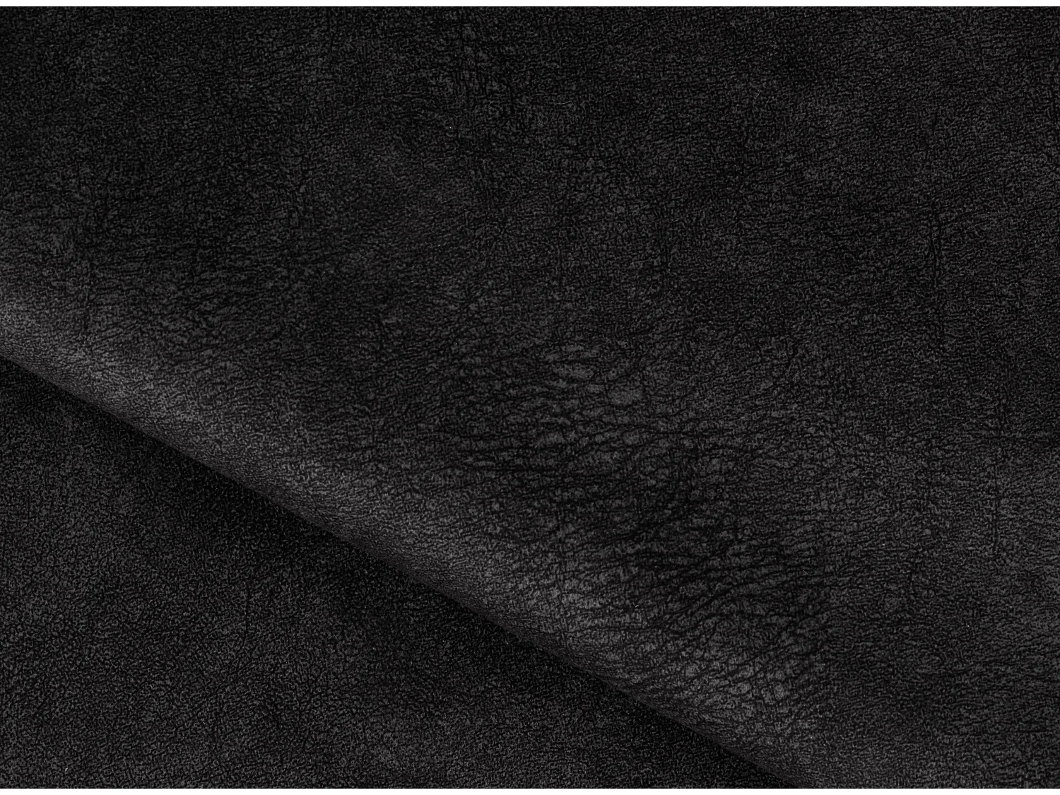 Canapé convertible angle droit vintage tissu effet cuir noir Grenky 276cm