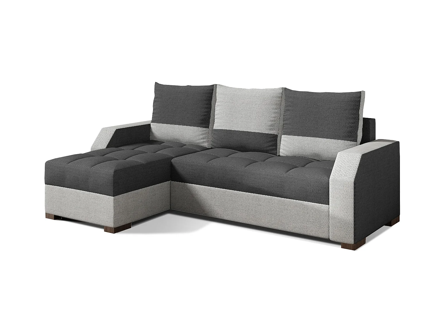Canapé convertible angle réversible design tissu gris clair et gris foncé Zarky 250cm