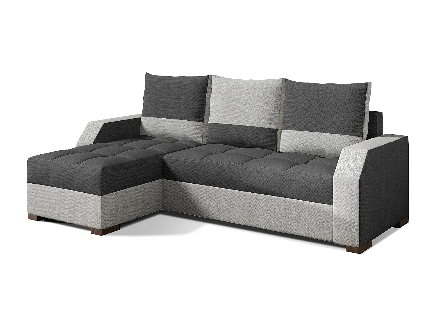 Canapé convertible angle réversible design tissu gris clair et gris foncé Zarky 250cm