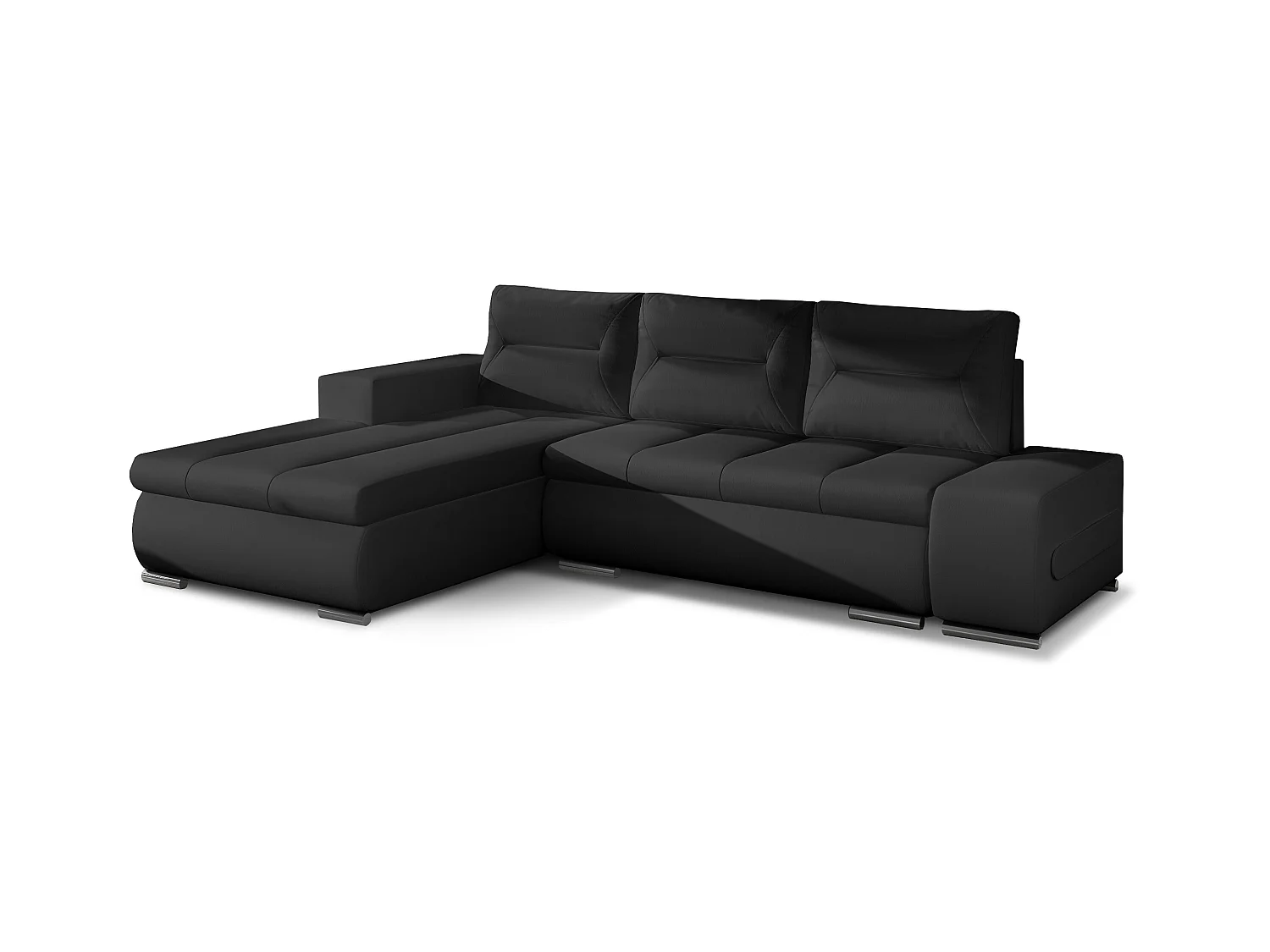 Canapé d'angle gauche convertible simili cuir noir Waker 275cm