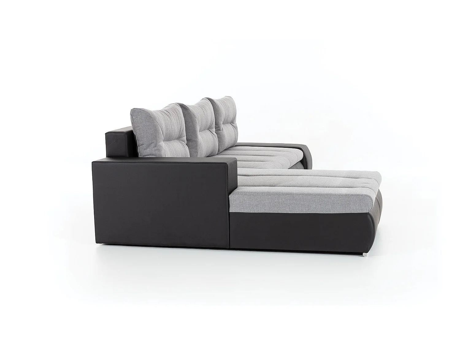 Waker zwarte imitatieleren hoekbank links 275 cm