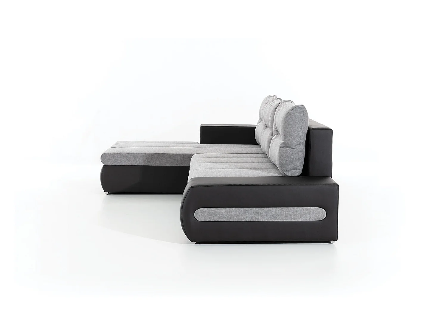 Waker zwarte imitatieleren hoekbank links 275 cm