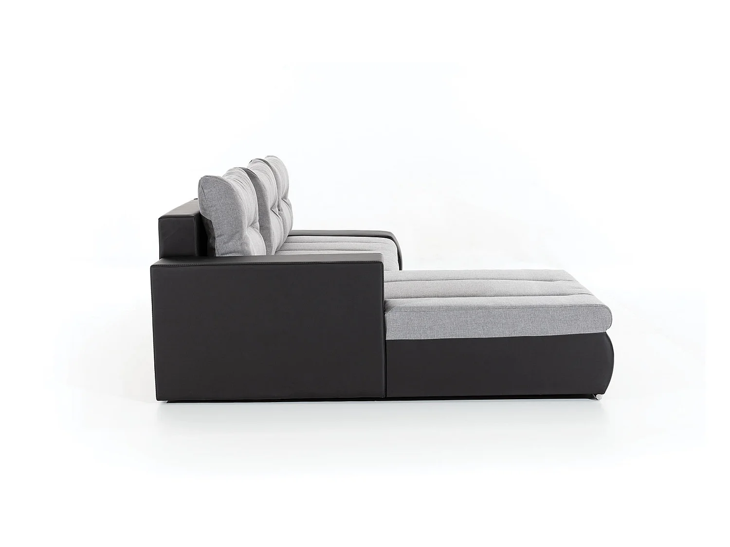 Waker zwarte imitatieleren hoekbank links 275 cm