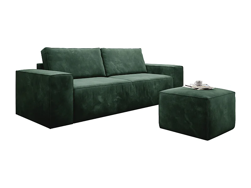 Gran sofá convertible de terciopelo WILACE - Comodidad moderna y elegante-Color Espinacas verdes