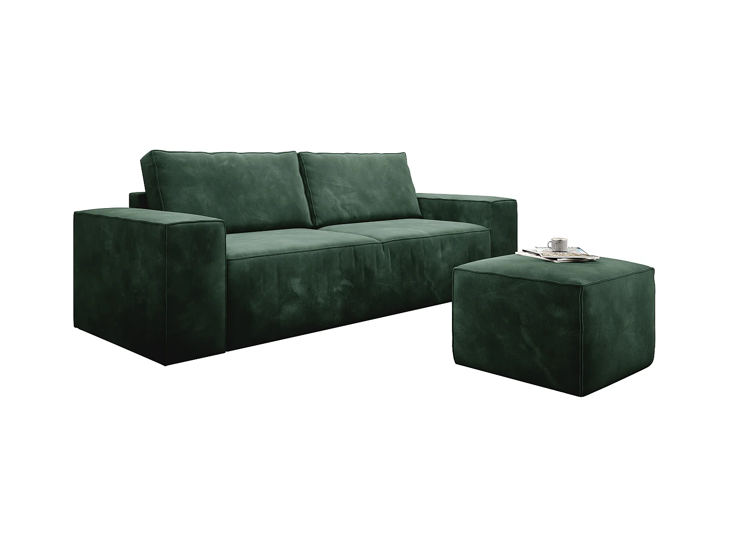 Canapé convertible 4 places velours vert anglais Willace 260cm