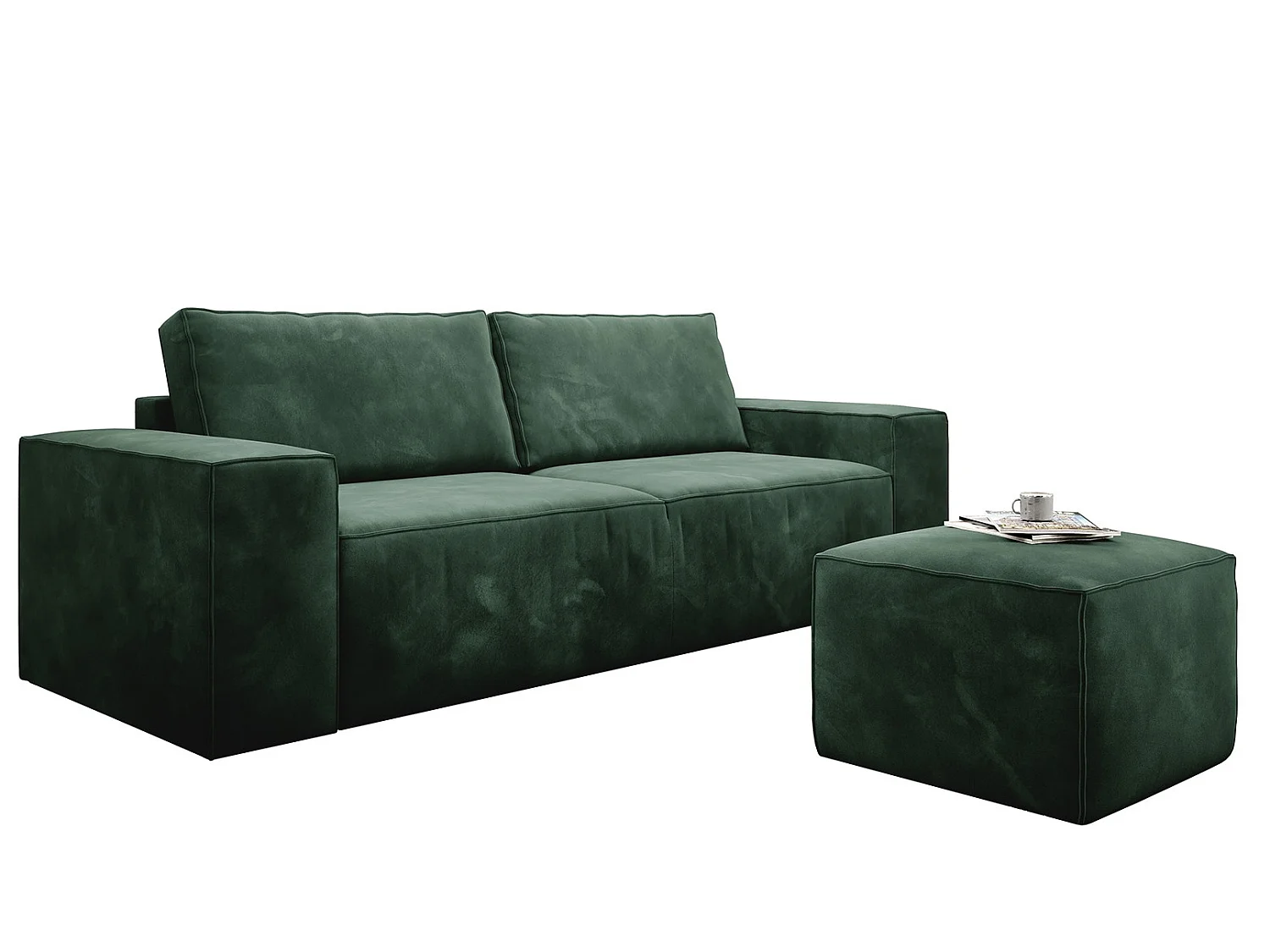 Grote WILACE fluwelen slaapbank - Modern en elegant comfort-Kleur Spinazie groen