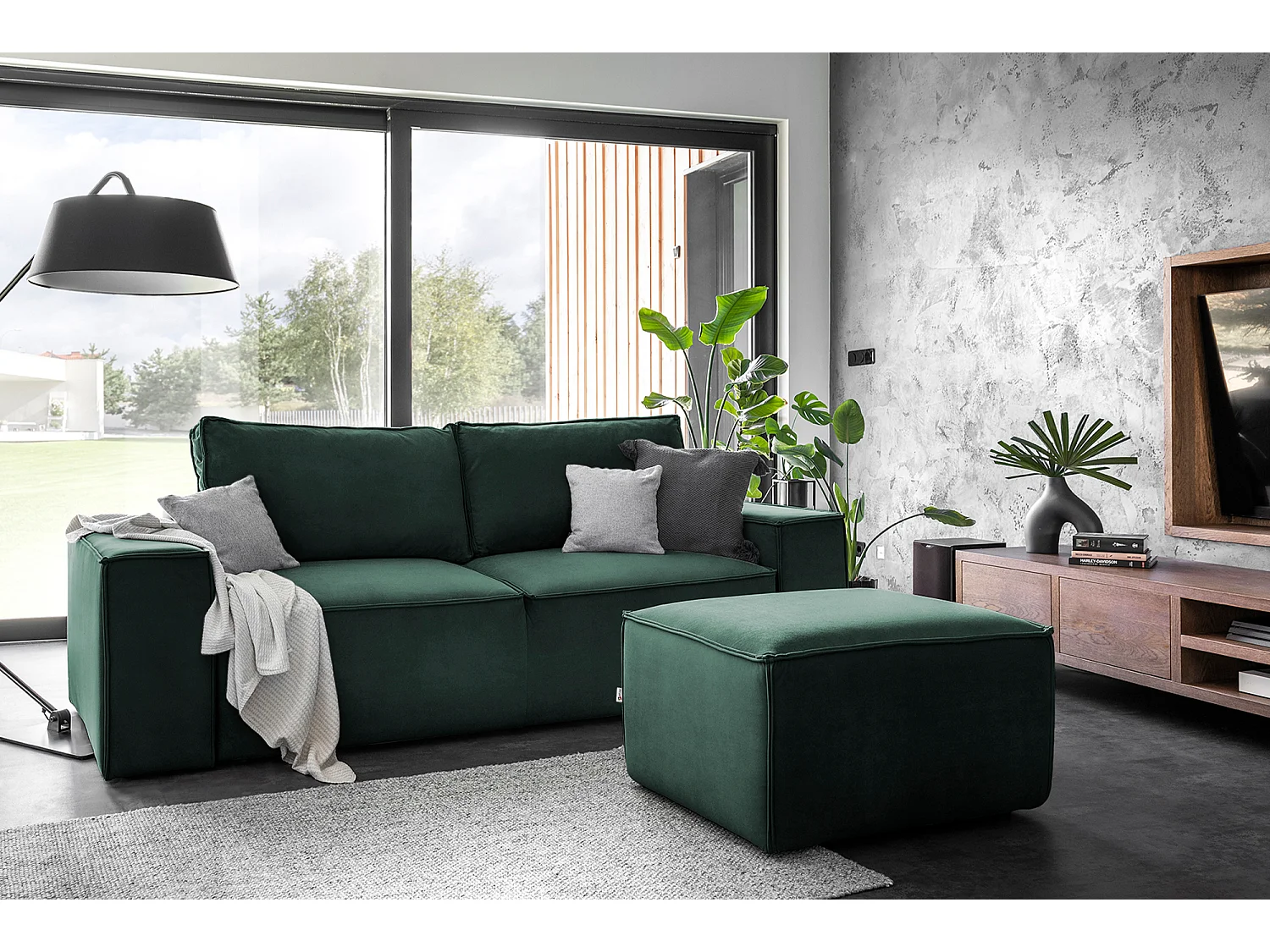 Grote WILACE fluwelen slaapbank - Modern en elegant comfort-Kleur Spinazie groen