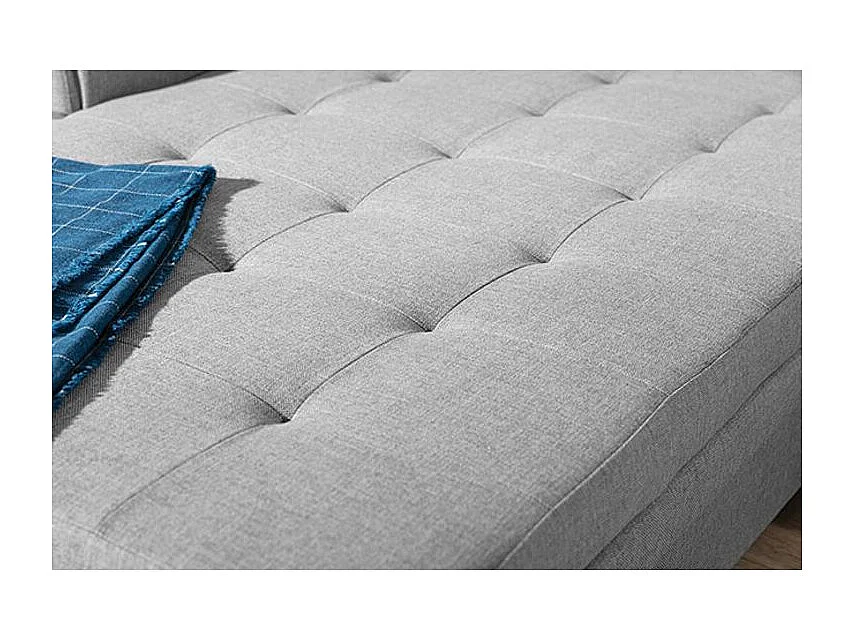 Canapé d'angle droit convertible 4 places tissu noir et simili blanc Looka 295cm