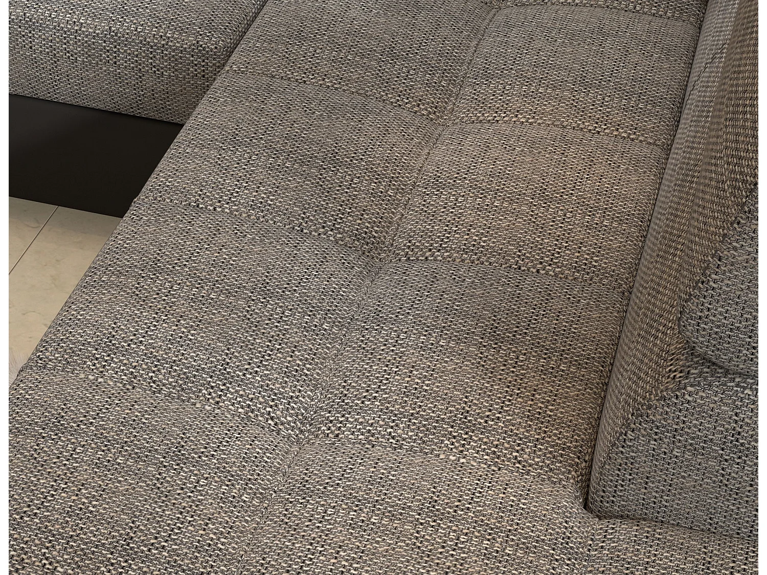 Canapé d'angle convertible Bi matière MARIDO - Coffre et appuis-tête réglables-Noir/Gris chiné-angle gauche