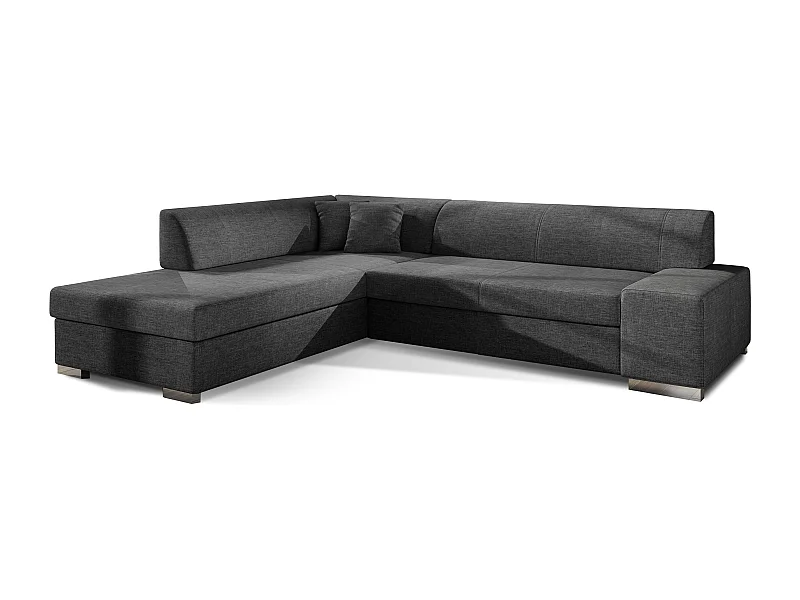 Canapé convertible moderne angle gauche tissu gris foncé chiné Plazo 278cm