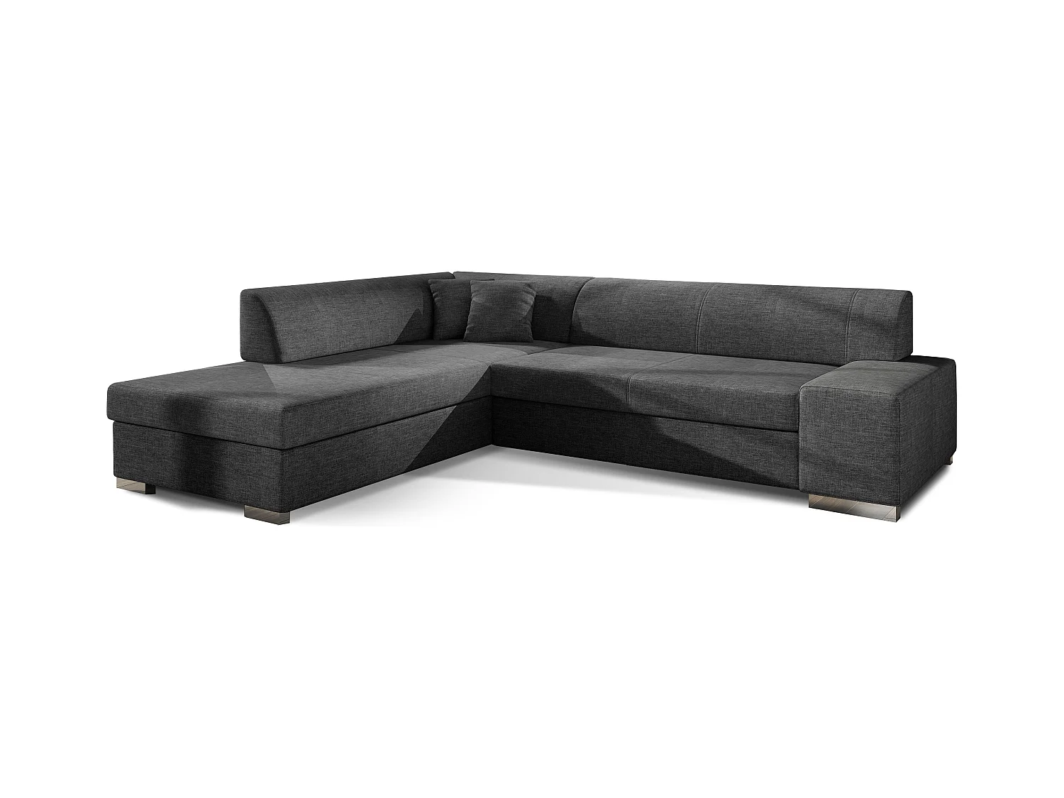 Canapé convertible moderne angle gauche tissu gris foncé chiné Plazo 278cm