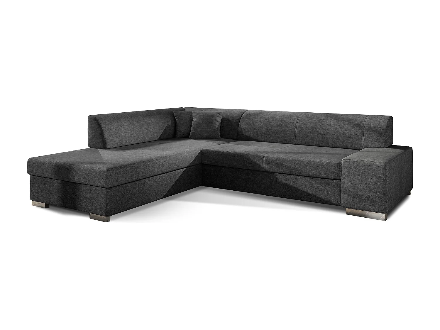 Canapé convertible moderne angle gauche tissu gris foncé chiné Plazo 278cm