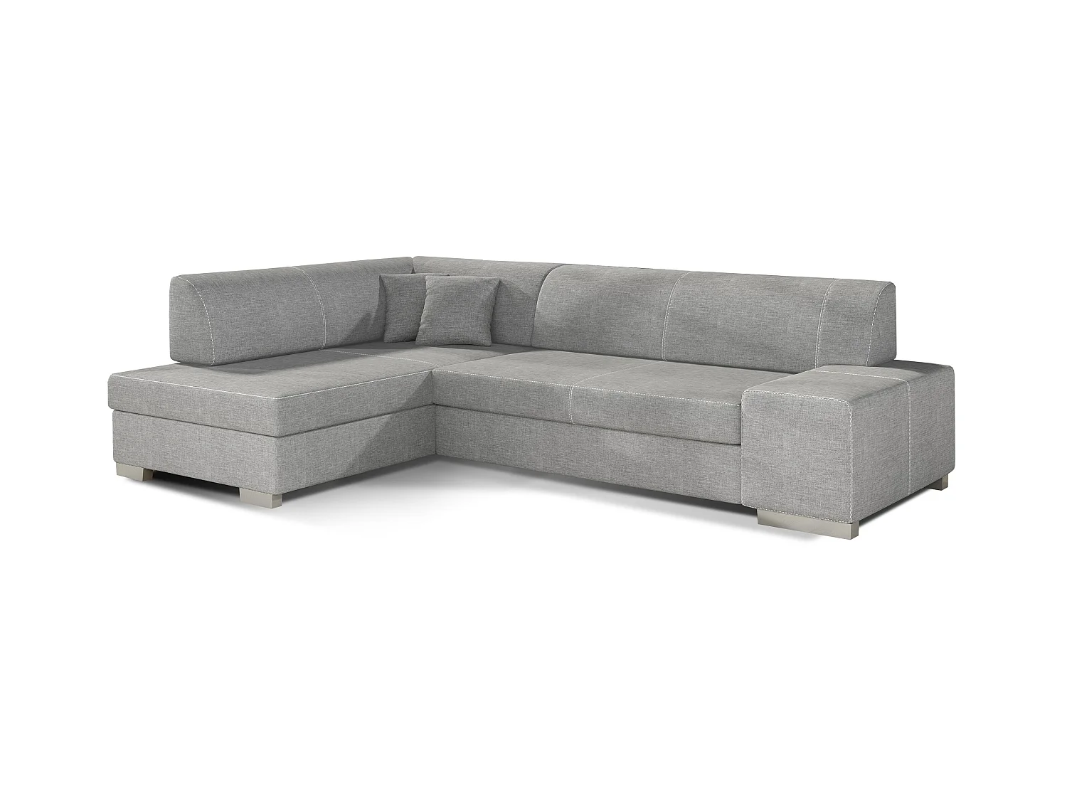 Canapé convertible angle gauche tissu gris clair Polky 272cm