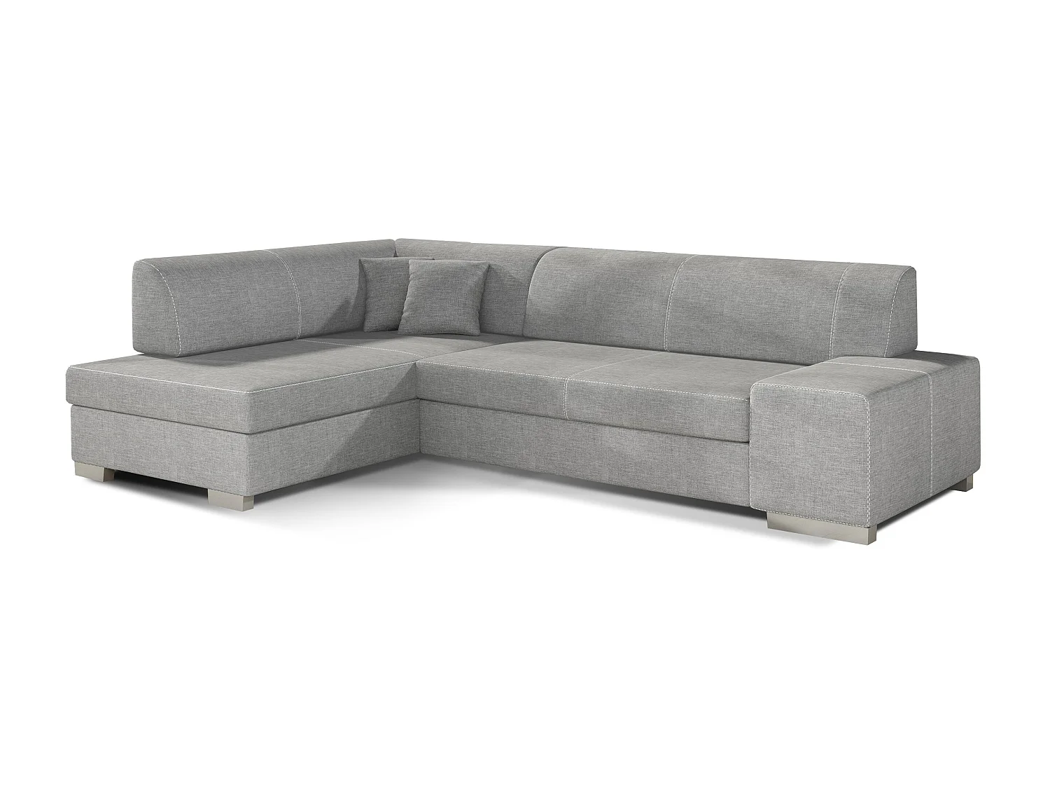 Canapé convertible angle gauche tissu gris clair Polky 272cm