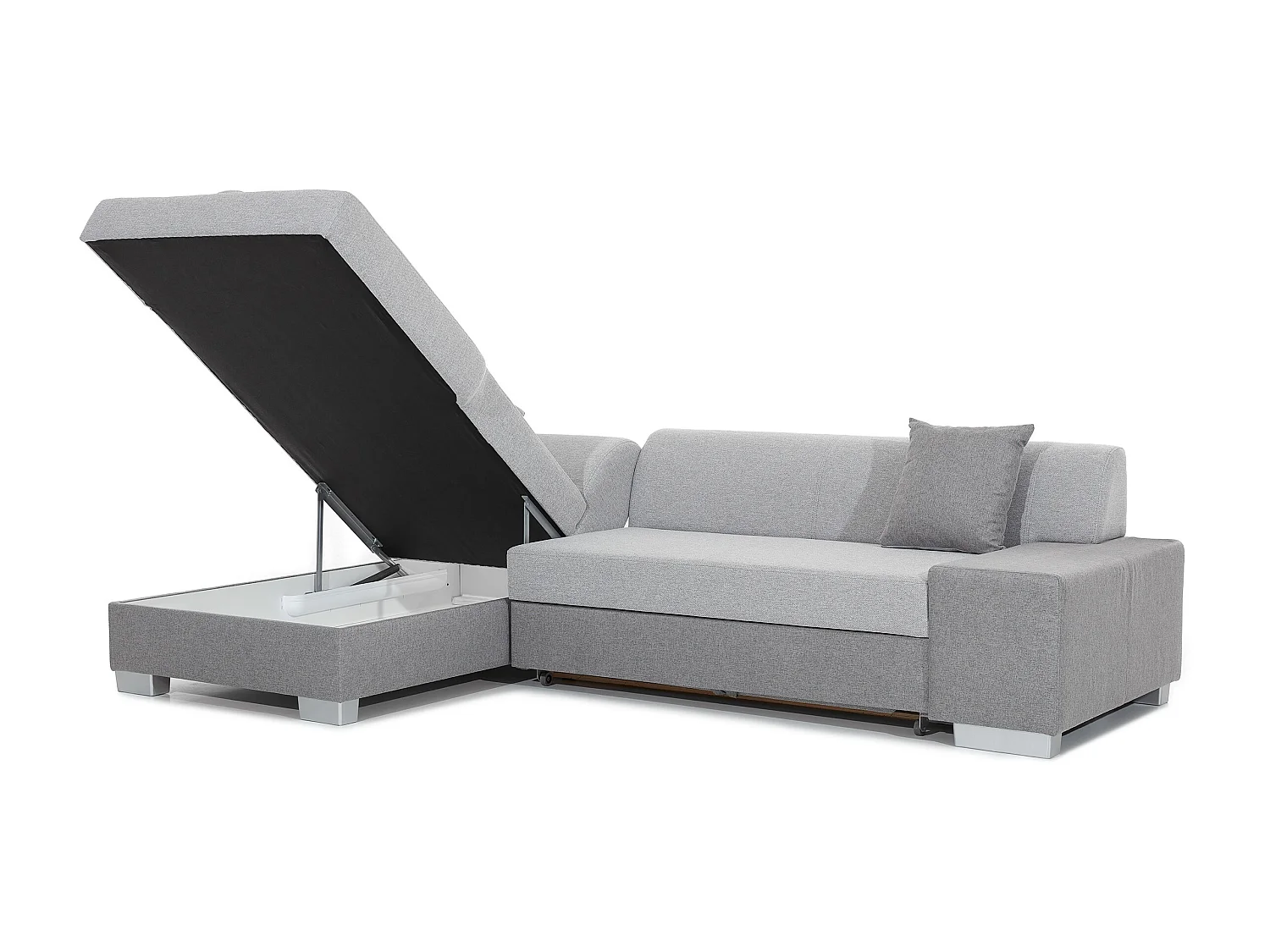 Canapé convertible angle gauche tissu gris clair Polky 272cm