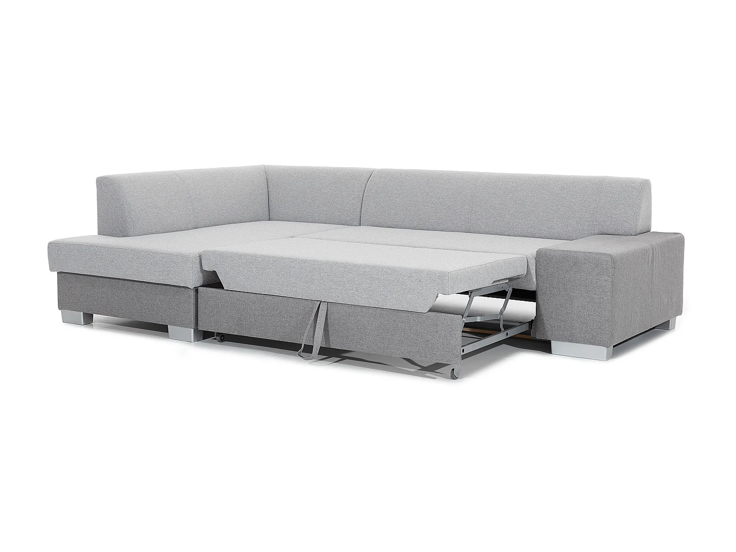 Canapé convertible angle gauche tissu gris clair Polky 272cm
