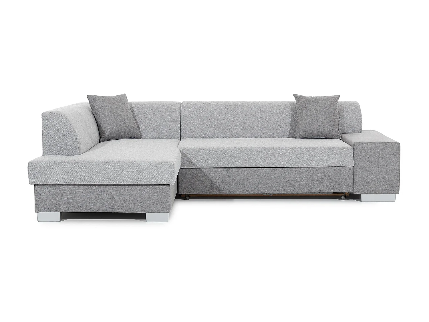 Canapé convertible angle gauche tissu gris clair Polky 272cm