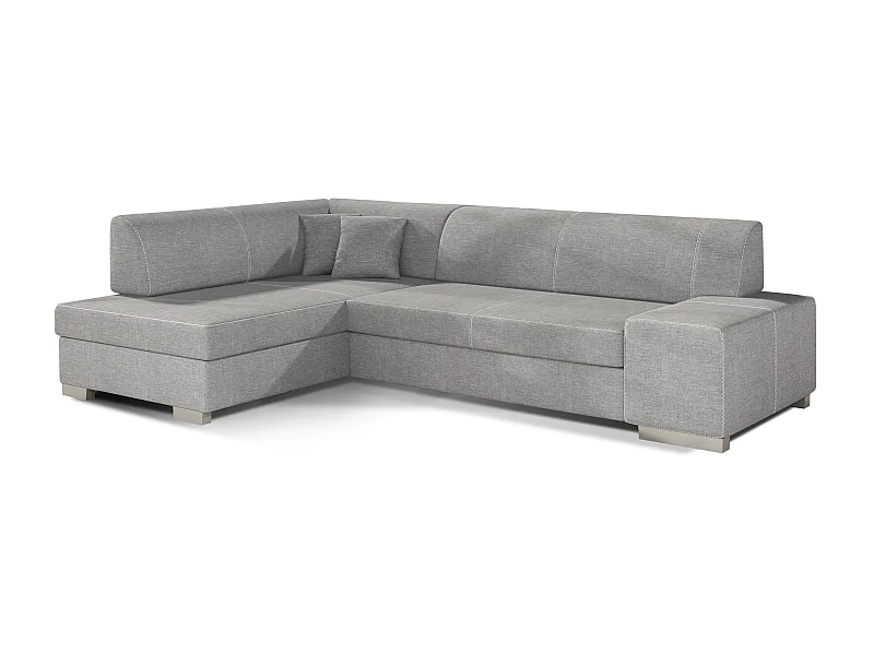 Canapé convertible angle gauche tissu gris clair Polky 272cm