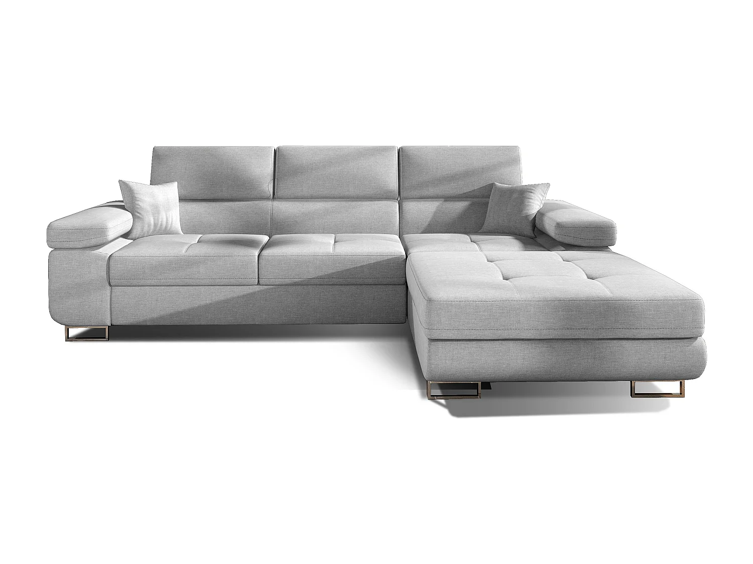 Canapé convertible d'angle droit tissu gris clair avec rangement Wile 280cm