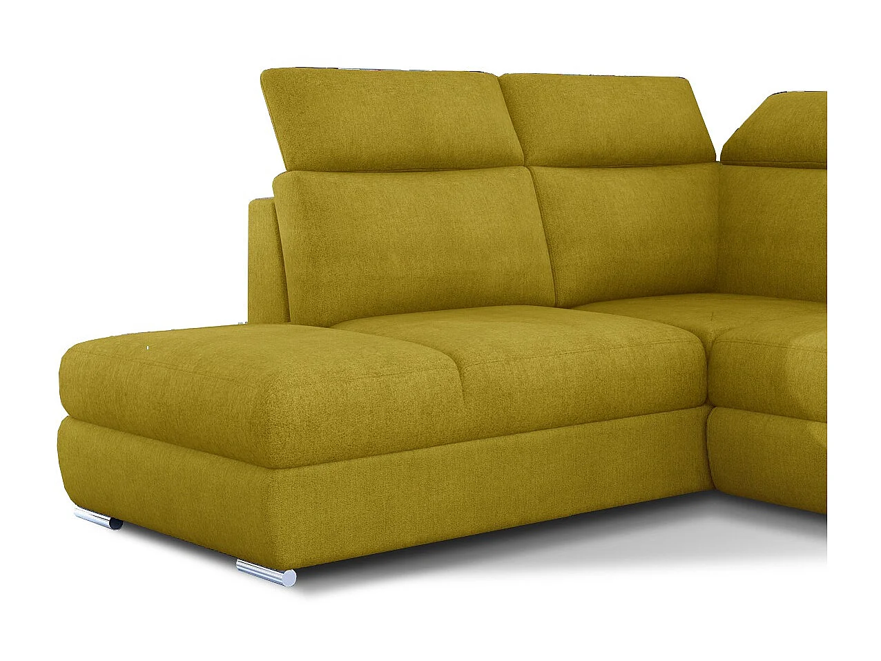 Canapé angle gauche convertible tissu jaune avec appuis-tête réglables Kepita 260cm