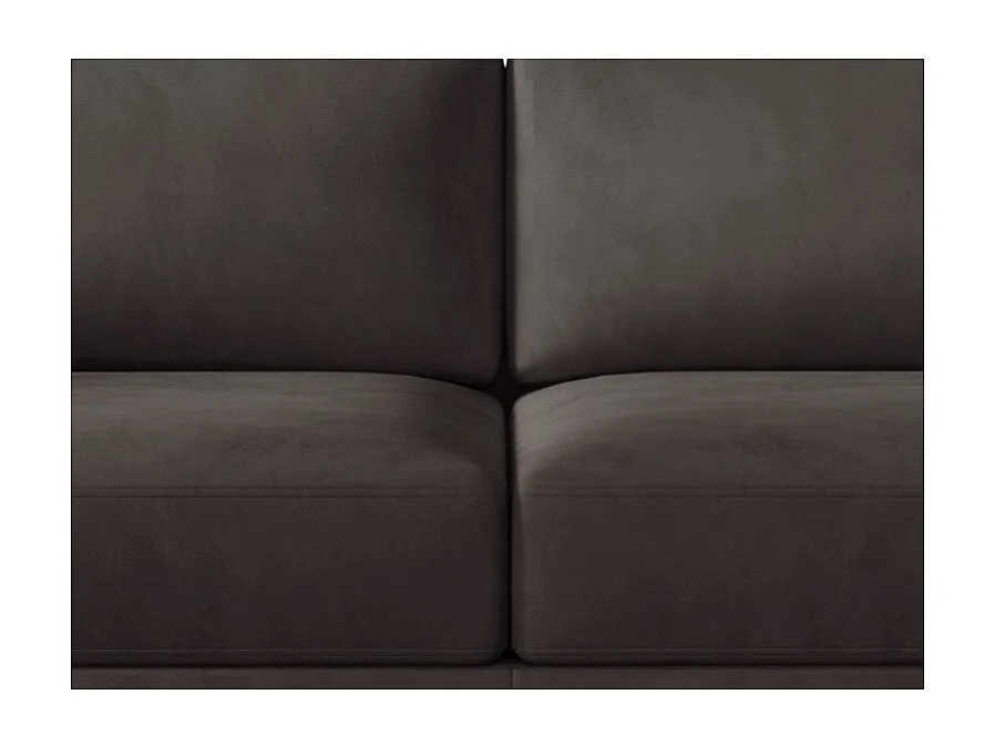 Canapé convertible 3-4 places velours marron et pieds métal noir Zora 250cm