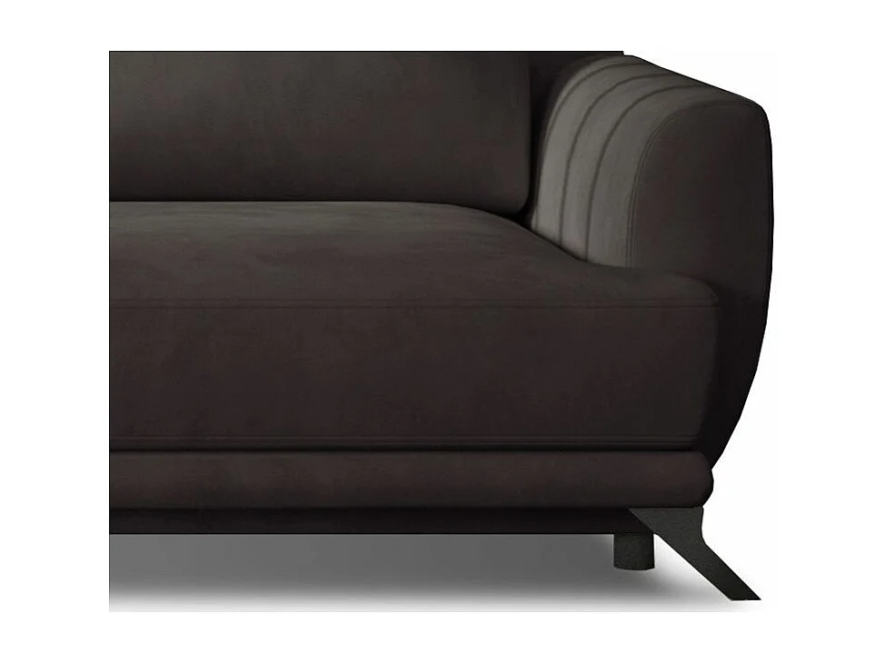 Canapé convertible 3-4 places velours marron et pieds métal noir Zora 250cm