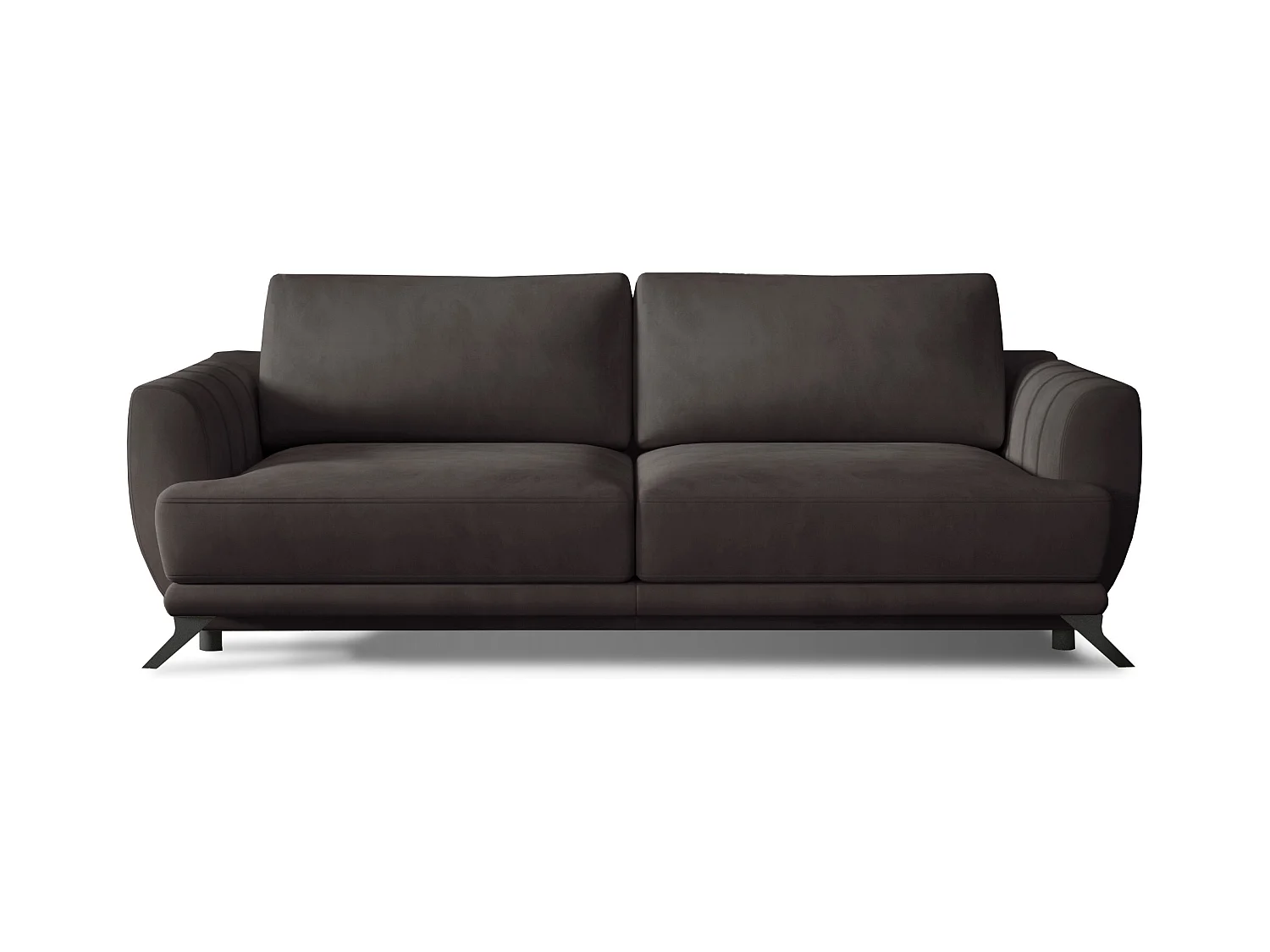 Canapé convertible 3-4 places velours marron et pieds métal noir Zora 250cm