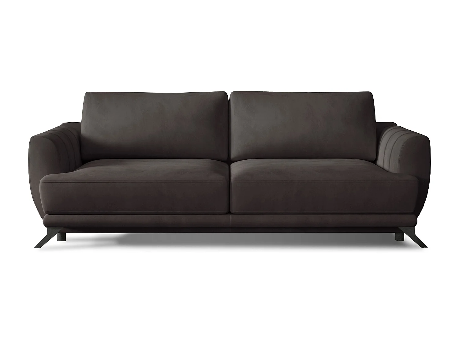 Canapé convertible 3-4 places velours marron et pieds métal noir Zora 250cm