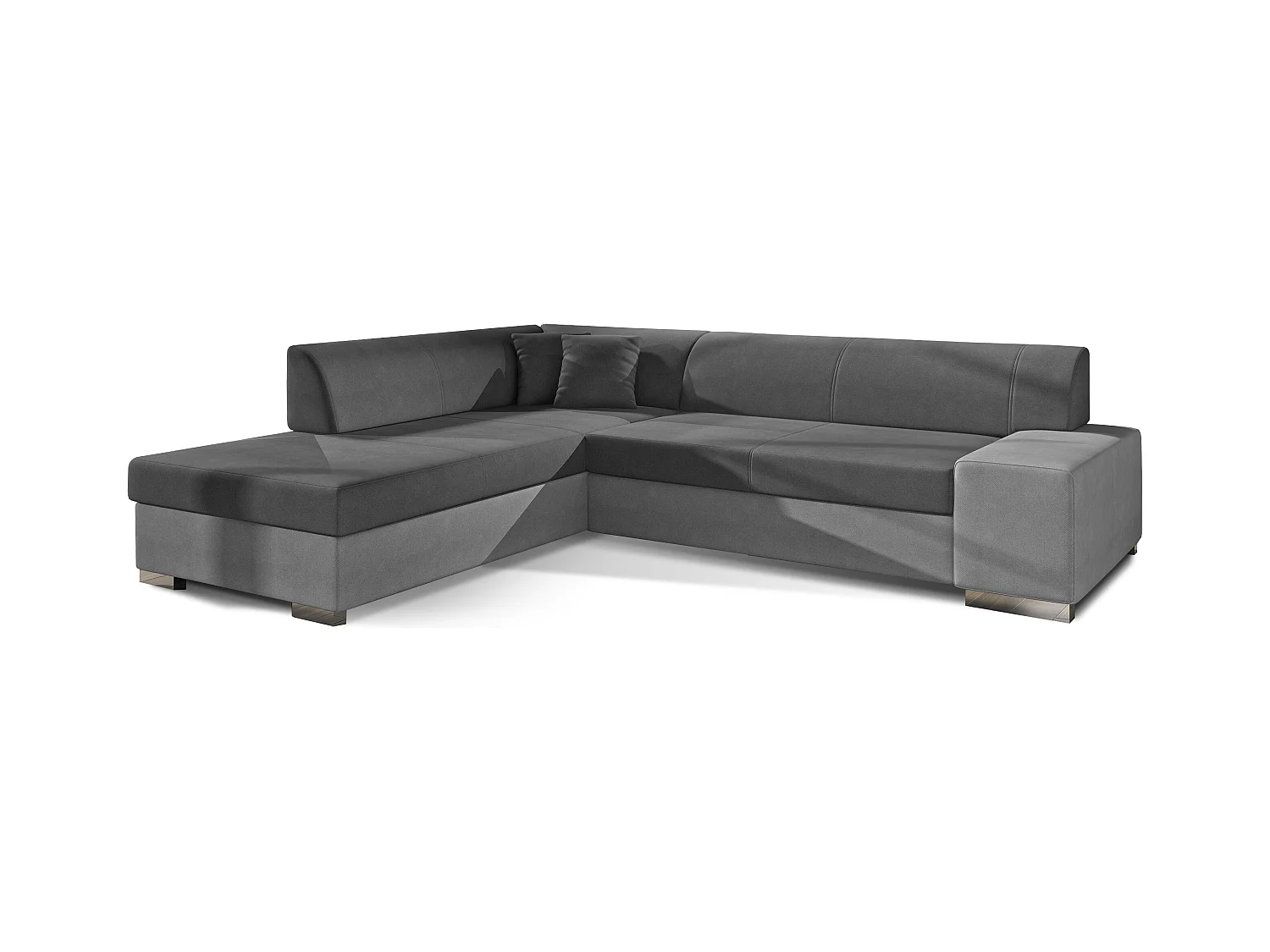Canapé convertible moderne angle gauche tissu doux gris clair et gris foncé Plazo 278cm