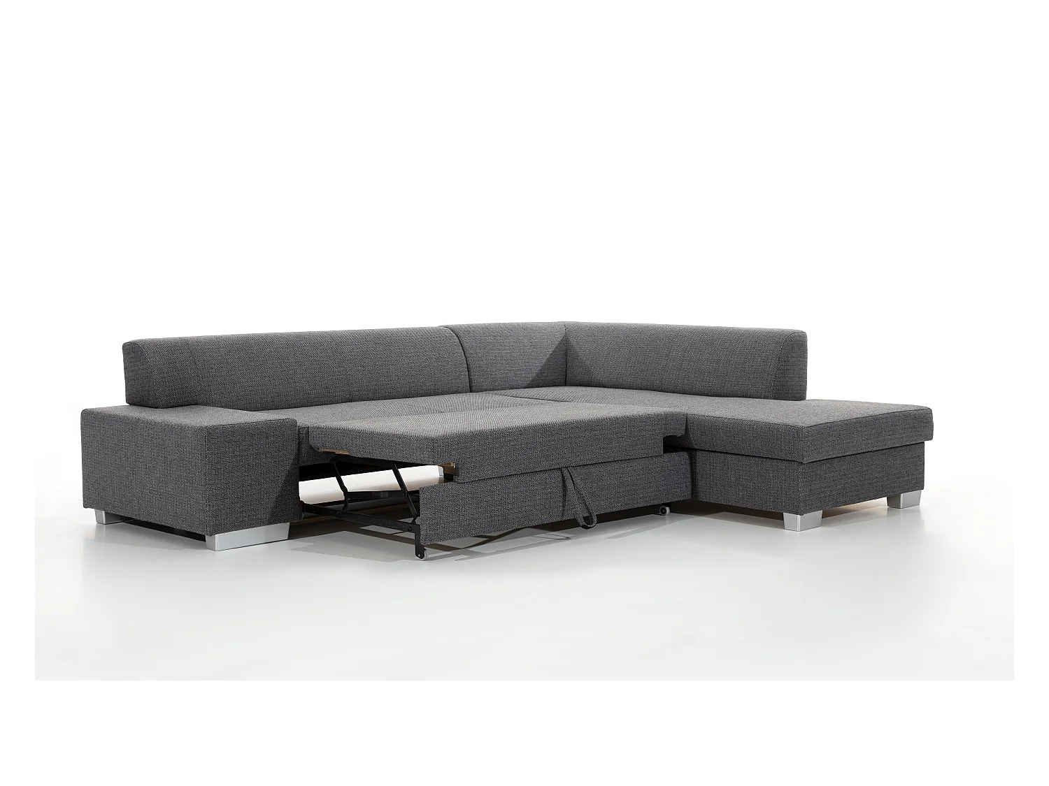 Canapé convertible moderne angle gauche tissu doux gris clair et gris foncé Plazo 278cm