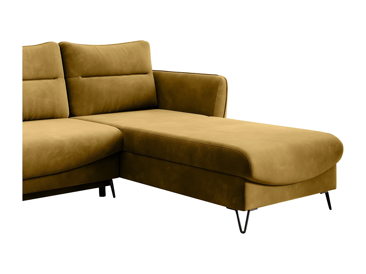 Canapé d'angle droit convertible velours jaune Zurik 276cm