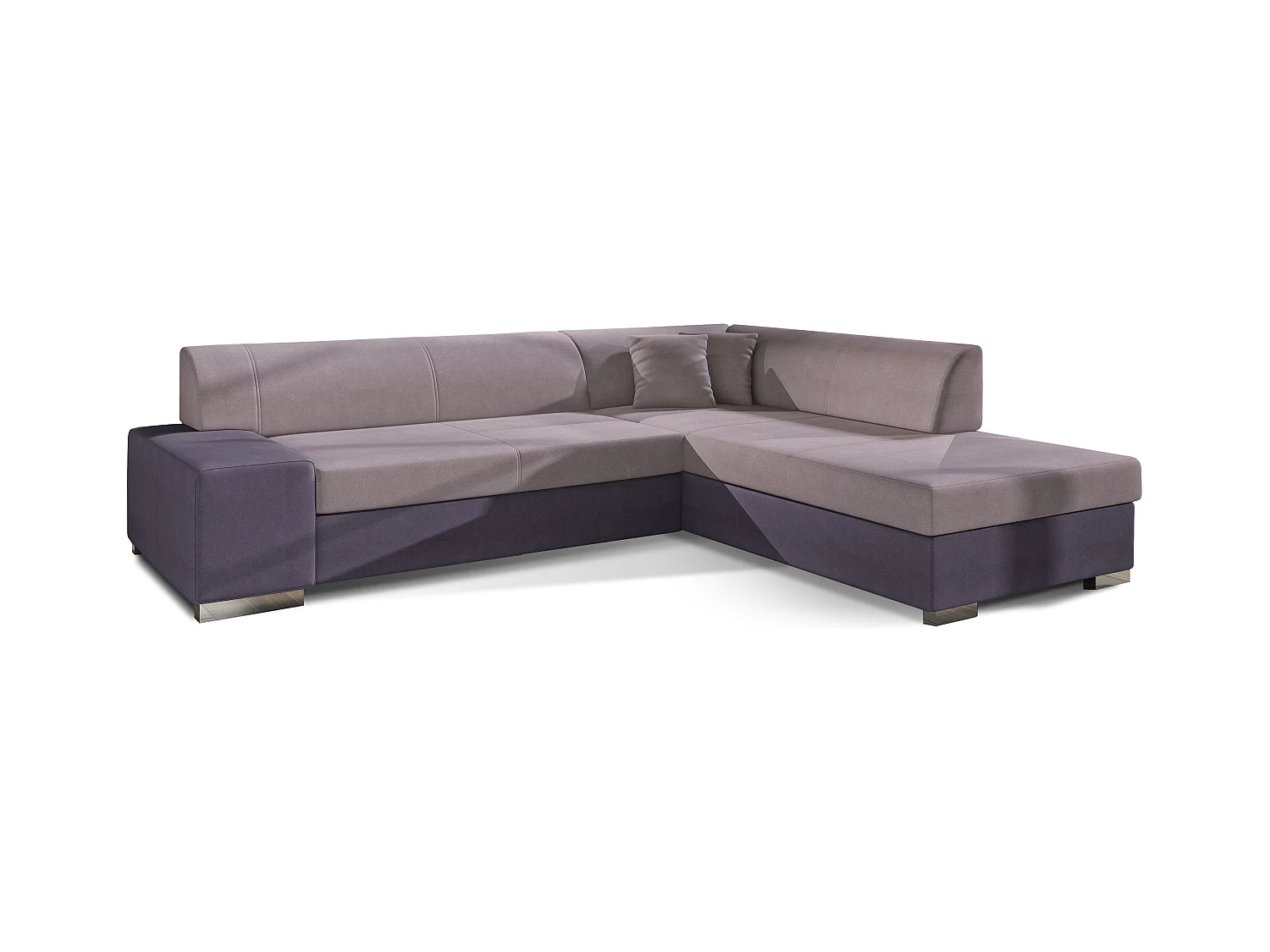 Canapé convertible moderne angle droit tissu rose et parme Plazo 278cm