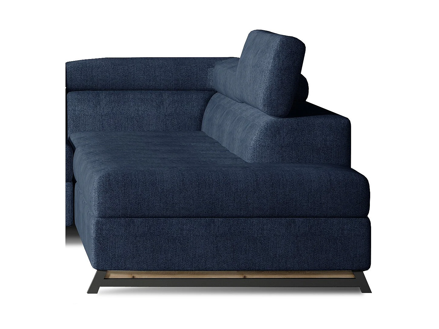 Canapé angle droit convertible tissu bleu avec têtières réglables Nikos 265cm