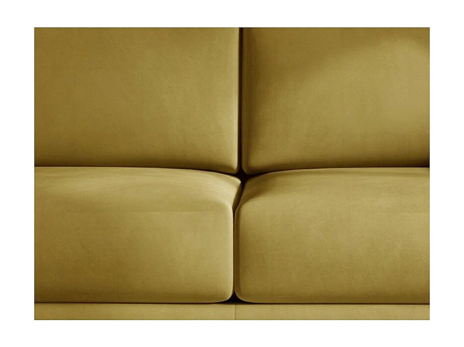 Canapé convertible design 4 places velours jaune moutarde et pieds métal noir Arkia 260cm