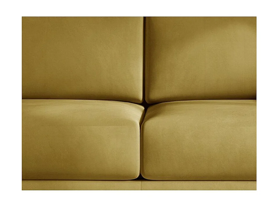 Canapé droit convertible 3 places velours DAVINA 246cm - Coffre & pieds métal noir-Jaune moutarde