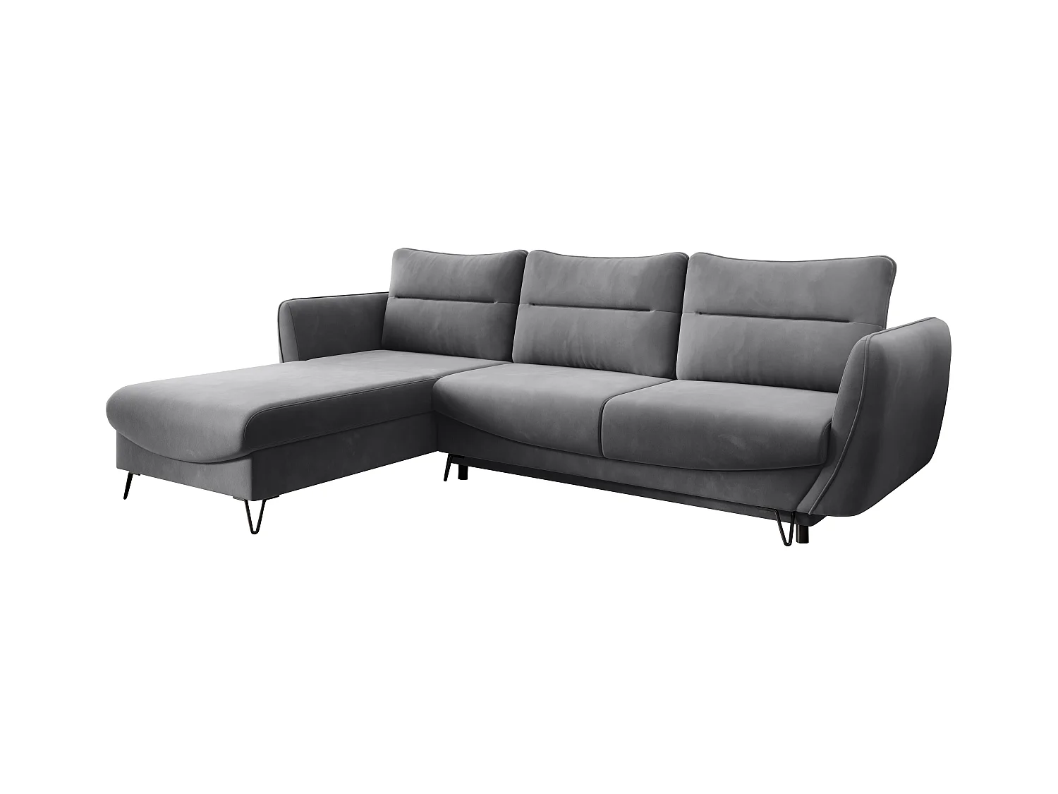 Canapé d'angle gauche convertible velours gris foncé Zurik 276cm