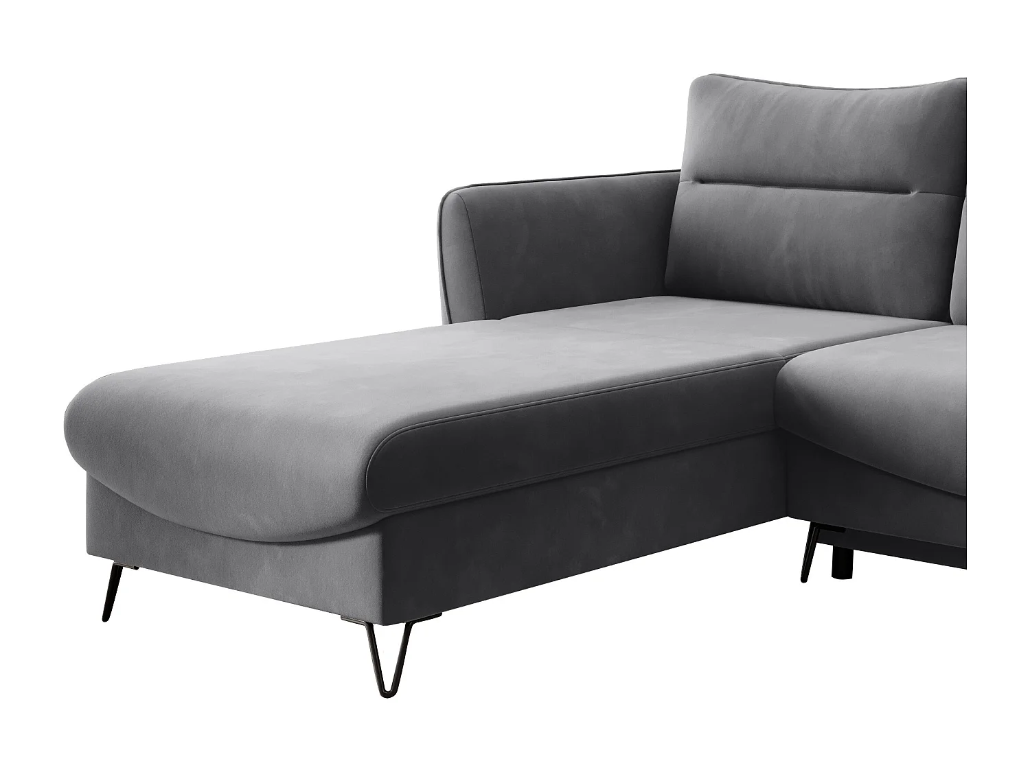 Canapé d'angle gauche convertible velours gris foncé Zurik 276cm