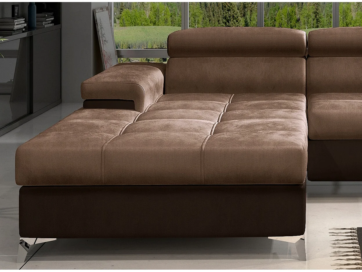 Fluwelen converteerbare hoekbank met verstelbare hoofdsteunen Rikaro 280 cm-Kleur -linkerhoek