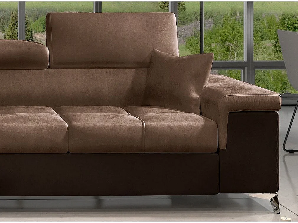 Fluwelen converteerbare hoekbank met verstelbare hoofdsteunen Rikaro 280 cm-Kleur -linkerhoek