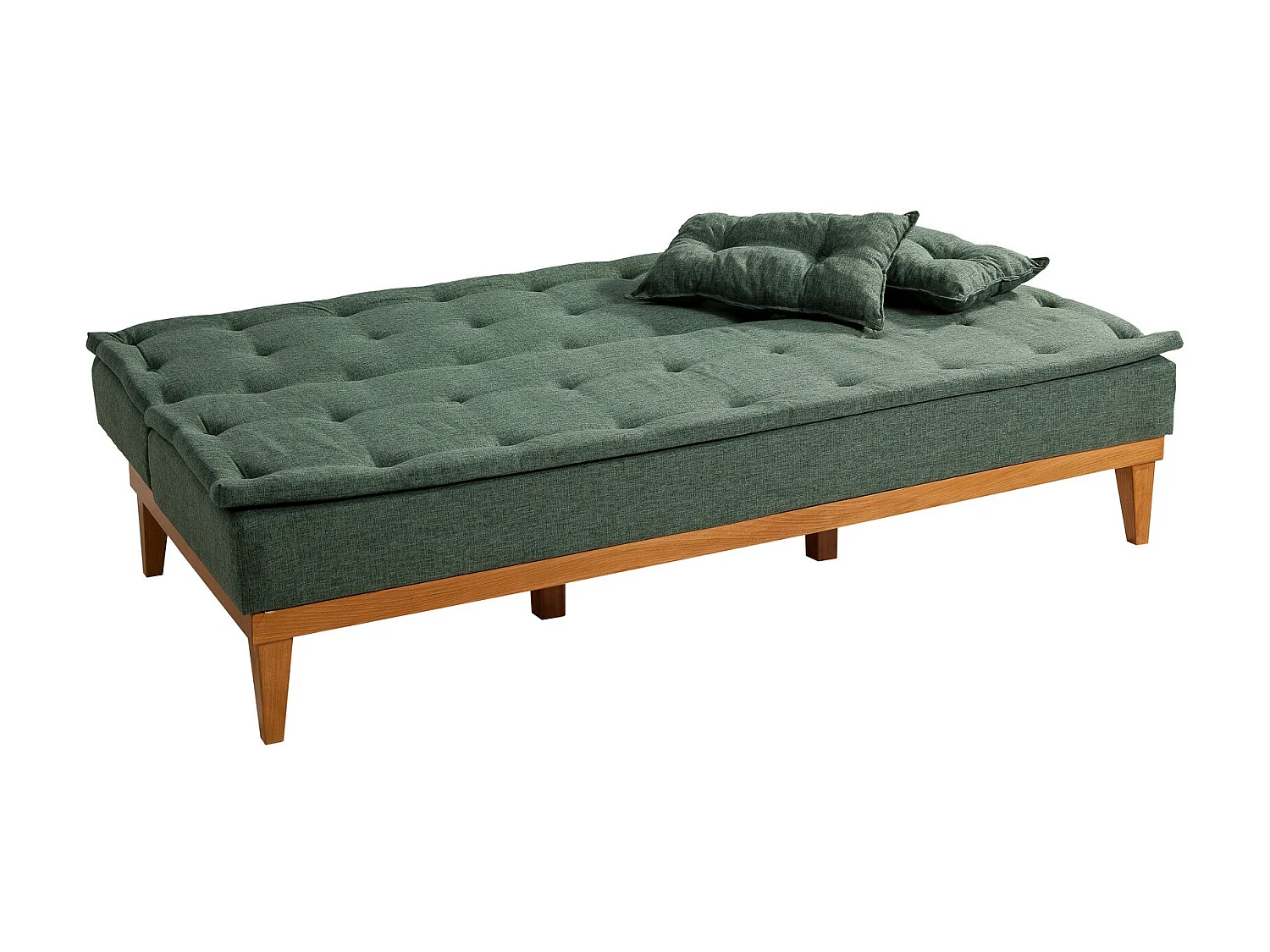 Canapé lit clic clac 3 places tissu vert Sporka 180cm