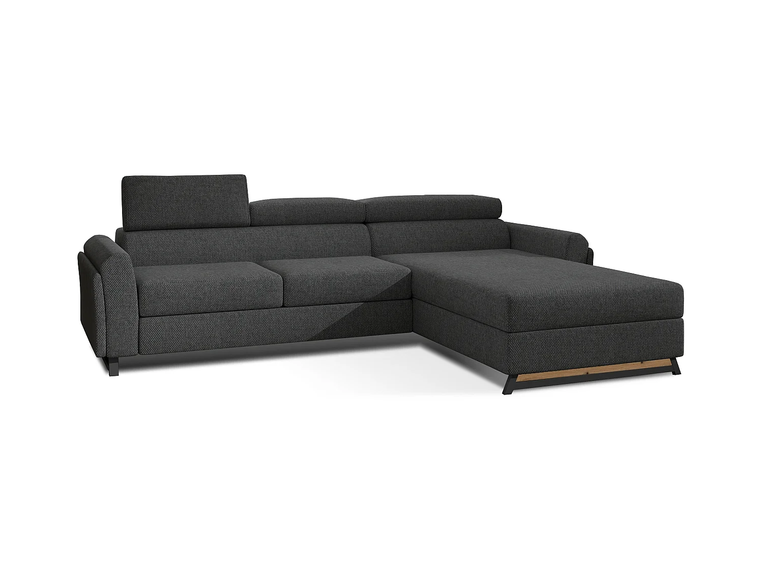 Canapé angle droit convertible tissu gris foncé avec appuis-tête réglables Mazerali 300cm