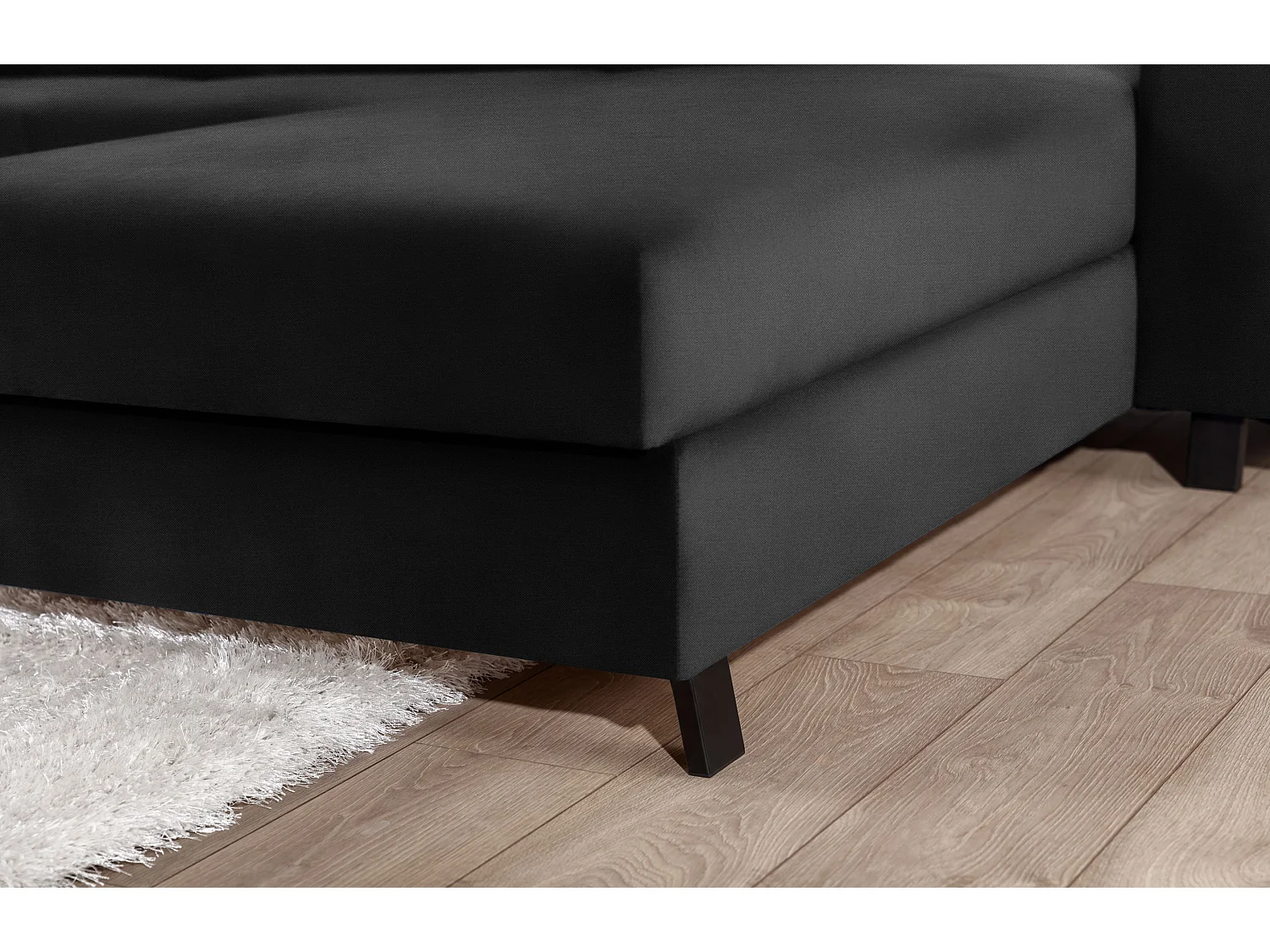 Canapé d’angle convertible MAZALI tissu- Appuis-tête réglables et rangement-Anthracite-Méridienne A droite