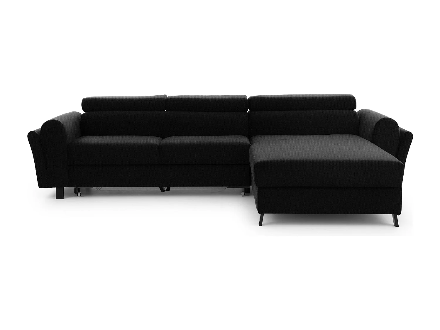 Canapé d’angle convertible MAZALI tissu- Appuis-tête réglables et rangement-Anthracite-Méridienne A droite