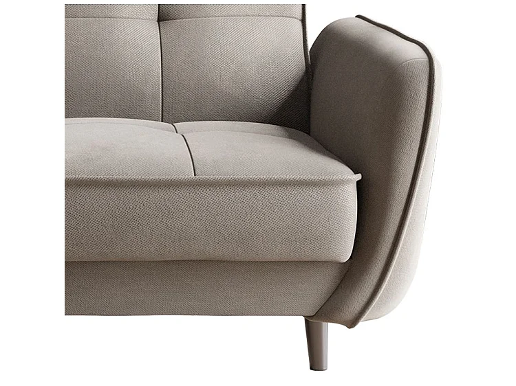 3-zits slaapbank in beige fluweel en zwarte houten poten Bizza 220 cm