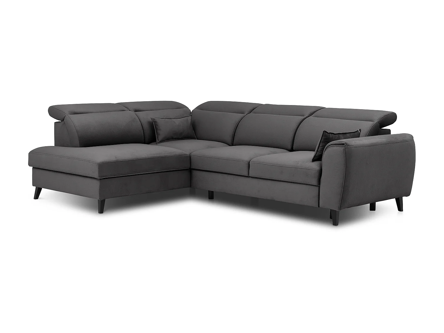 Canapé d'angle gauche convertible tissu gris anthracite Noblesse 255cm